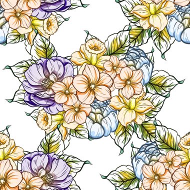 vektör çizim parlak çiçek desen arka plan