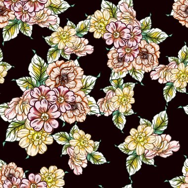 vektör çizim parlak çiçek desen arka plan