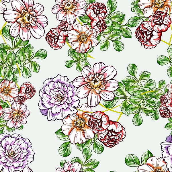 vector illustration of bright flowers pattern background