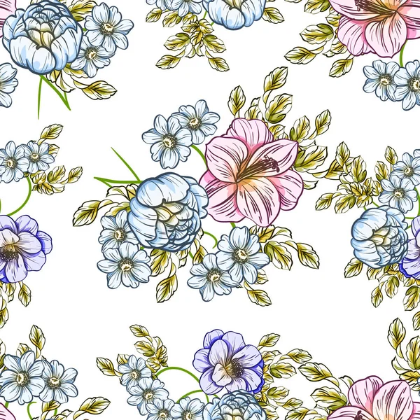 Vektor Illustration Von Hellen Blumen Muster Hintergrund — Stockvektor