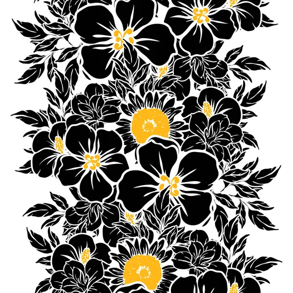 Ilustração Vetorial Flores Vintage Padrão Pano Fundo — Vetor de Stock