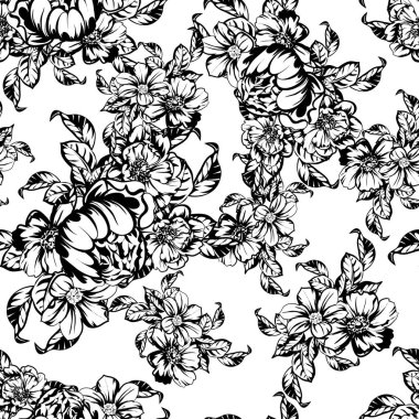 vintage çiçek deseni zemin vektör çizim