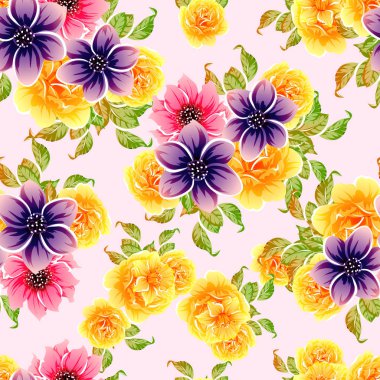 vektör çizim parlak çiçek desen arka plan