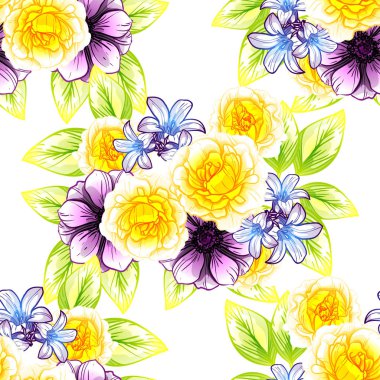 vektör çizim parlak çiçek desen arka plan