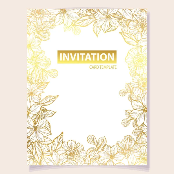 Illustration Vectorielle Carte Invitation Colorée Motif Fleurs Style Vintage — Image vectorielle