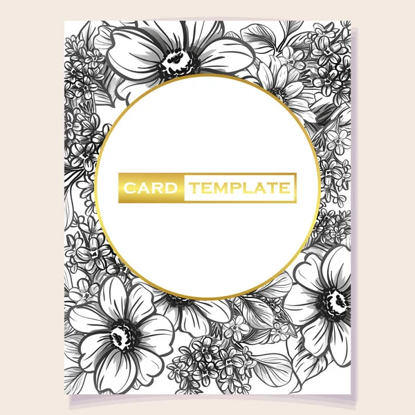 Illustration Vectorielle Carte Invitation Ratro Motif Fleurs Style Vintage — Image vectorielle