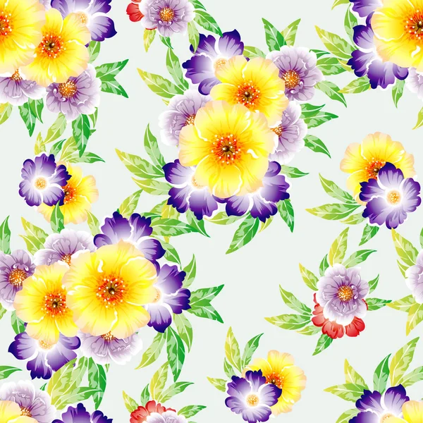 Ilustração Vetorial Fundo Padrão Flores Brilhantes — Vetor de Stock