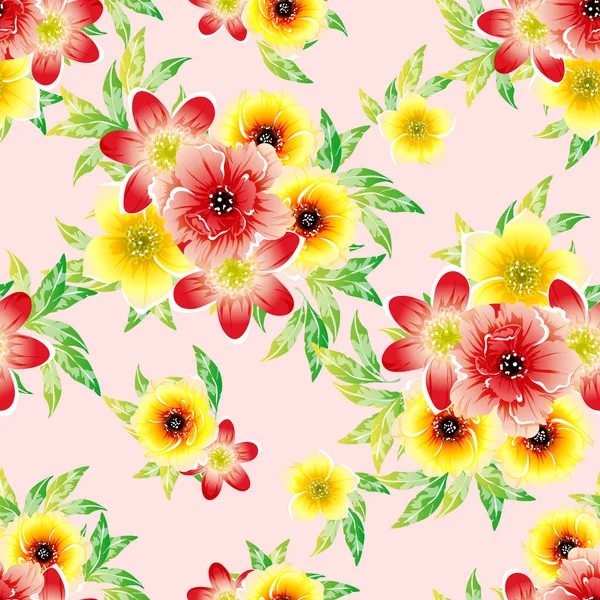 Vector Illustration Bright Flowers Pattern Background — Stock Vector