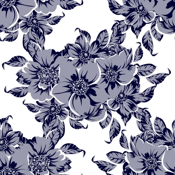 Vector Illustration Vintage Flowers Pattern Backdrop — Stock Vector