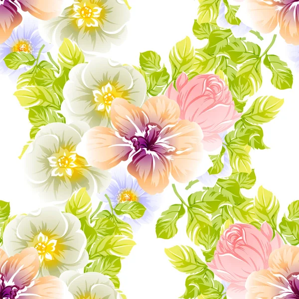 Illustration Vectorielle Fleurs Vives Motif Fond — Image vectorielle
