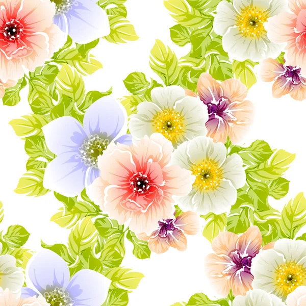 Vector Illustration Bright Flowers Pattern Background — Stock Vector