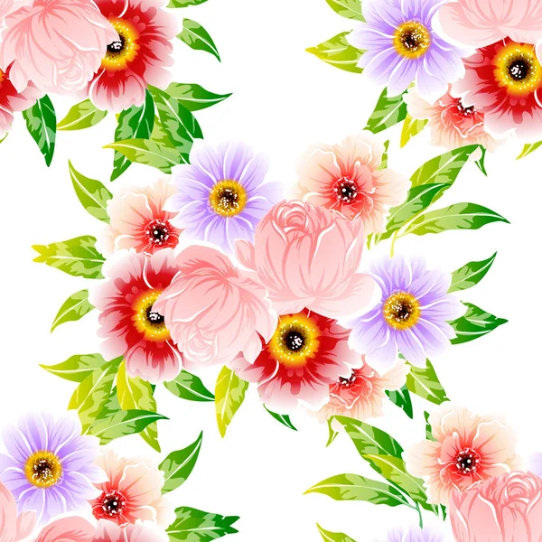 Vector Illustration Bright Flowers Pattern Background — Stock Vector