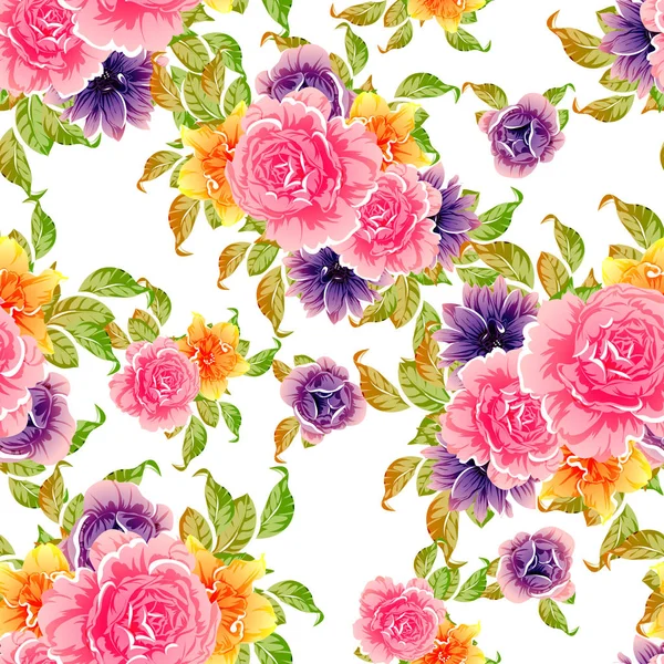 Ilustração Vetorial Fundo Padrão Flores Brilhantes — Vetor de Stock