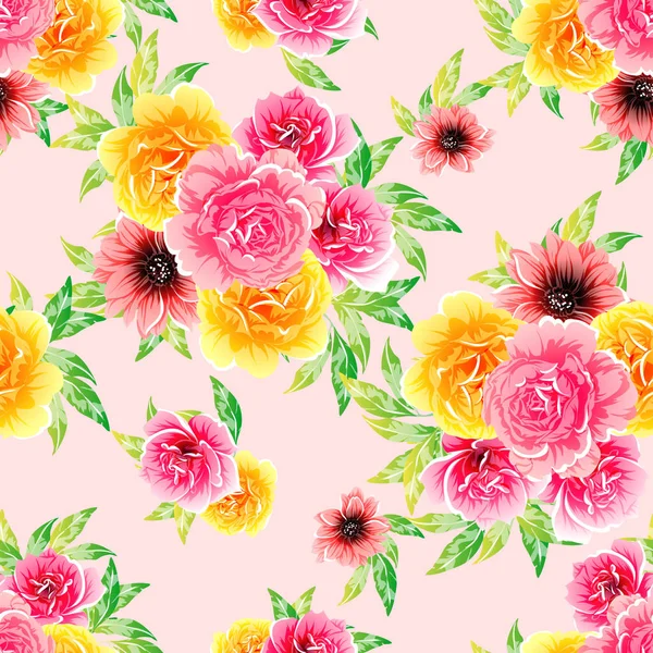 Ilustração Vetorial Fundo Padrão Flores Brilhantes — Vetor de Stock