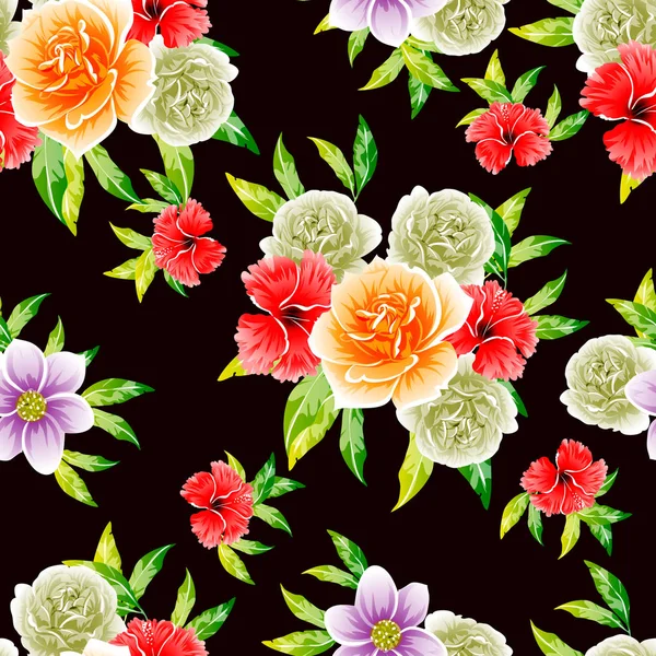 Illustration Vectorielle Fleurs Vives Motif Fond — Image vectorielle