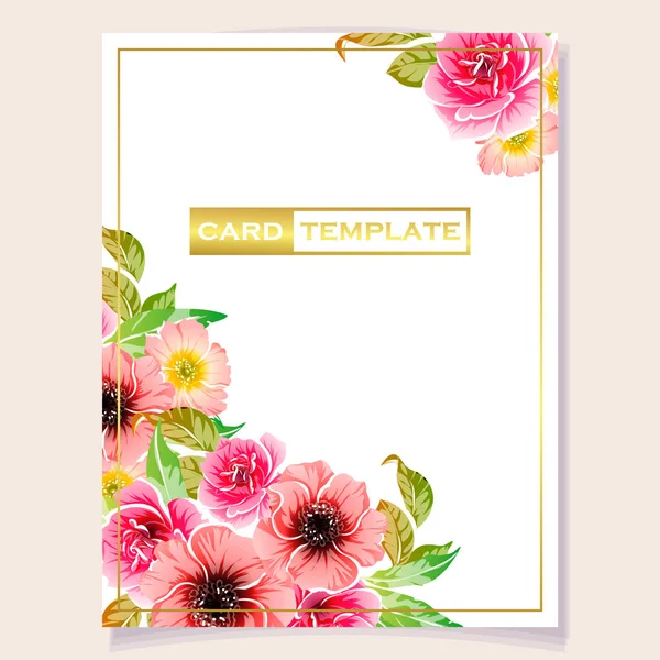 Illustration Vectorielle Carte Invitation Colorée Motif Fleurs Style Vintage — Image vectorielle