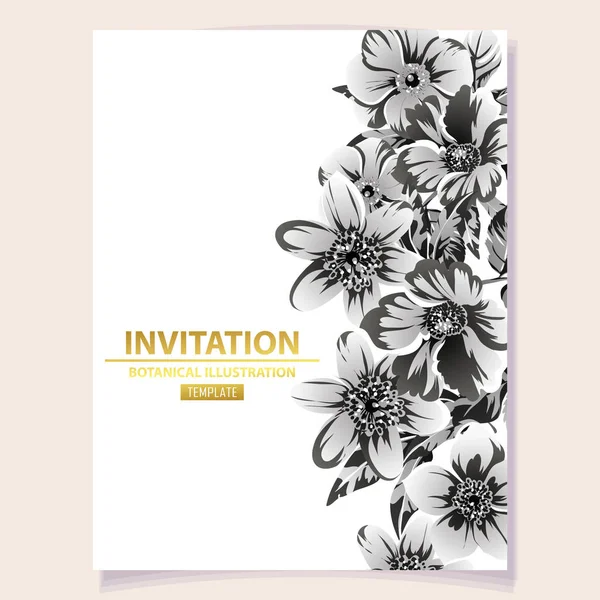 Vektorillustration Der Ratro Einladungskarte Blumenmuster Vintage Stil — Stockvektor