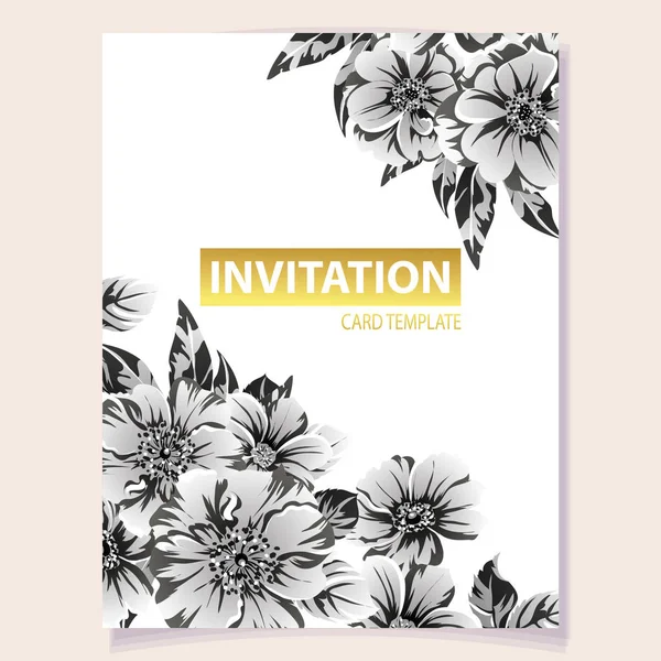 Vector Illustration Ratro Invitation Card Vintage Style Flowers Pattern — Stock Vector