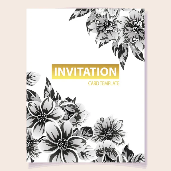 Vector Illustration Ratro Invitation Card Vintage Style Flowers Pattern — Stock Vector
