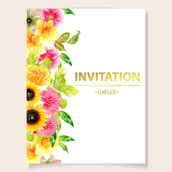 Vektorillustration Der Farbigen Einladungskarte Blumenmuster Vintage Stil — Stockvektor