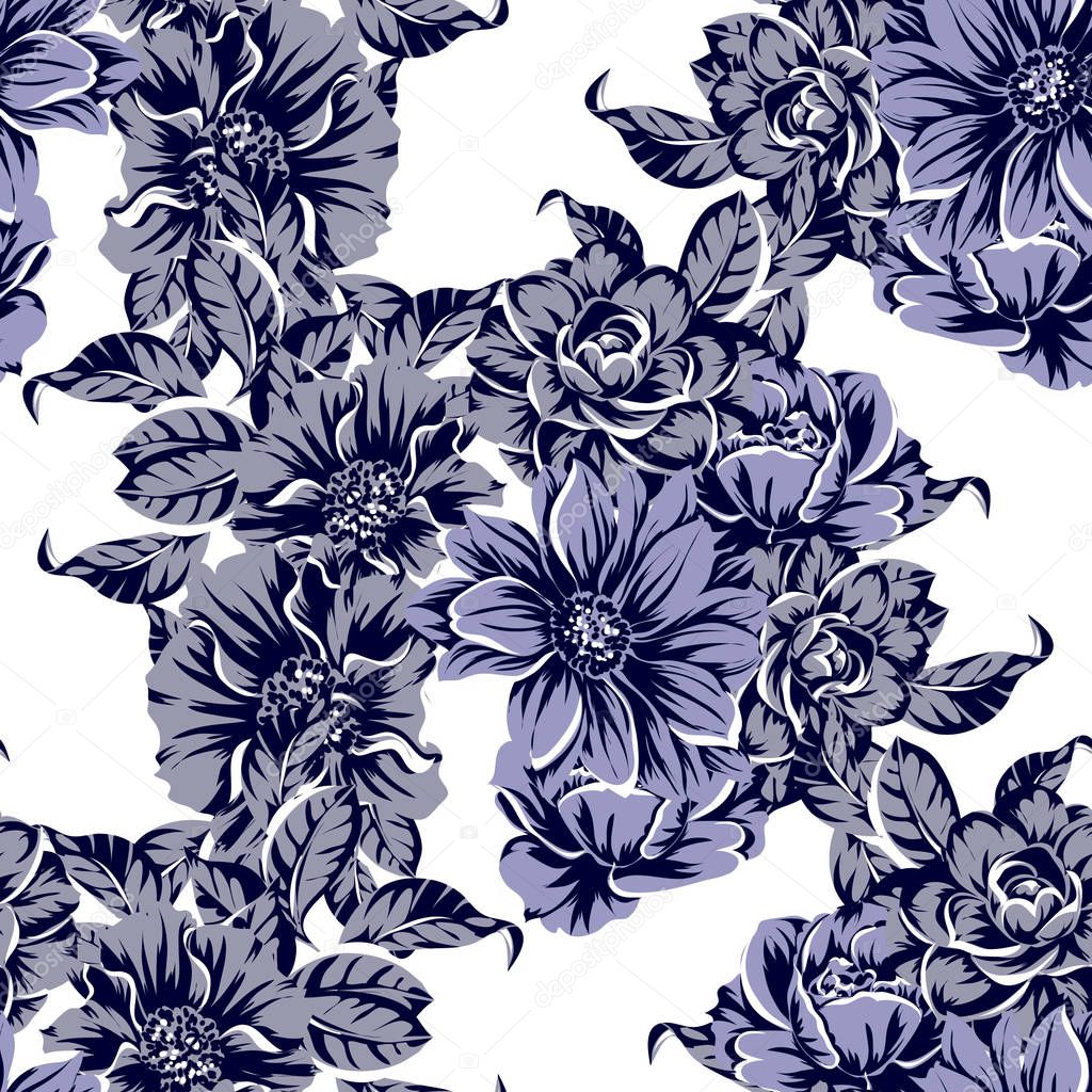 vector illustration of vintage flowers pattern backdrop