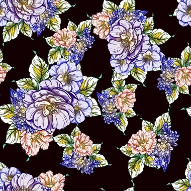 vektör çizim parlak çiçek desen arka plan