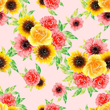 vektör çizim parlak çiçek desen arka plan