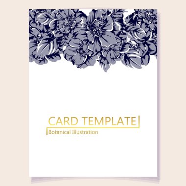 retro davetiye, vintage tarzı çiçek desen vektör çizim