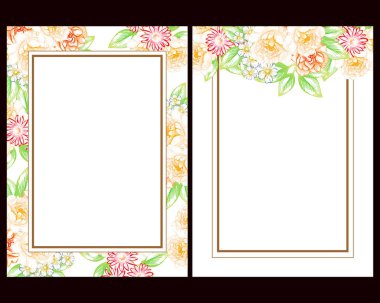 renkli davetiye, vintage tarzı çiçek desen vektör çizim