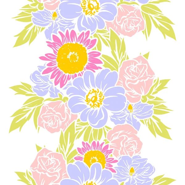 Illustration Vectorielle Fleurs Vives Motif Fond — Image vectorielle