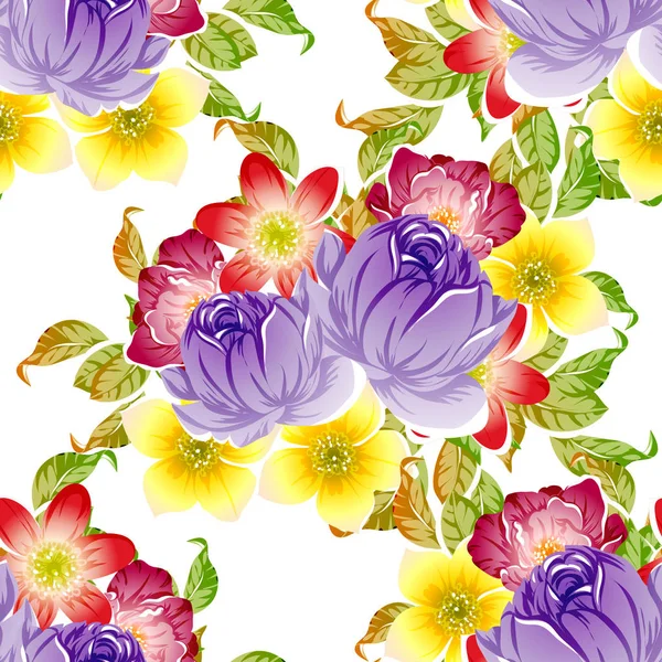 Illustration Vectorielle Fleurs Vives Motif Fond — Image vectorielle