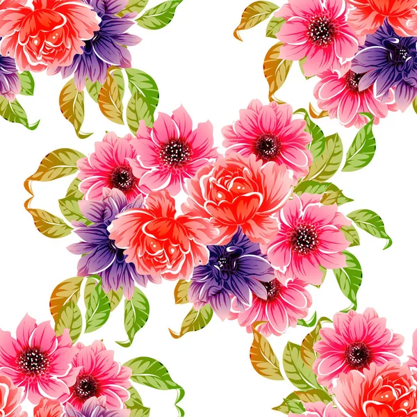 Vector Ilustración Flores Brillantes Patrón Fondo — Vector de stock