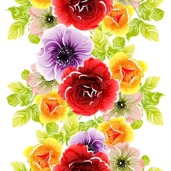 Illustration Vectorielle Fleurs Vives Motif Fond — Image vectorielle