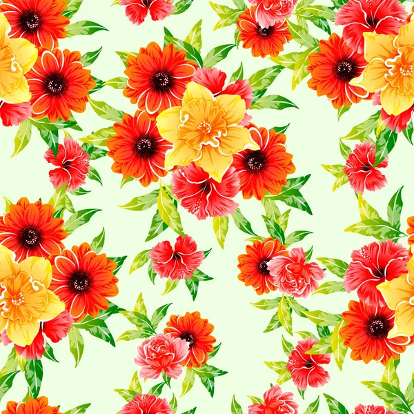 Vector Illustration Bright Flowers Pattern Background — Stock Vector