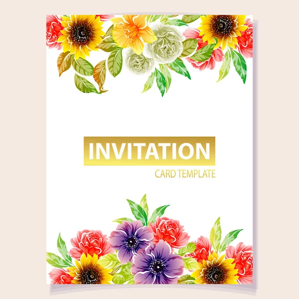 Ilustracja Wektorowa Kolorowe Zaproszenia Karty Styl Vintage Kwiaty Wzór — Wektor stockowy