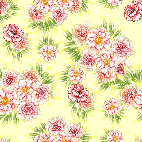 Vector Illustration Bright Flowers Pattern Background — Stock Vector