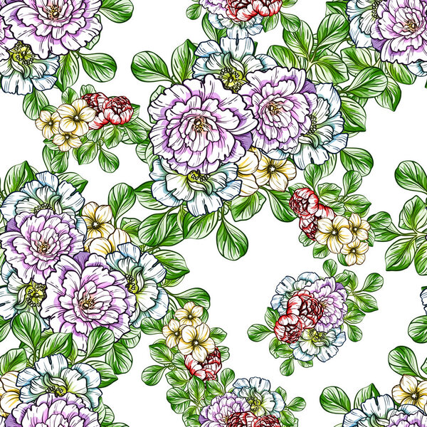 bright flowers pattern background
