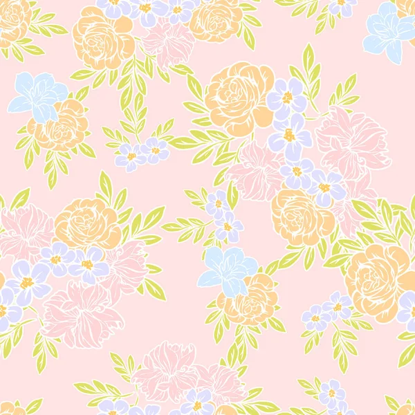 Flores brillantes patrón fondo — Vector de stock