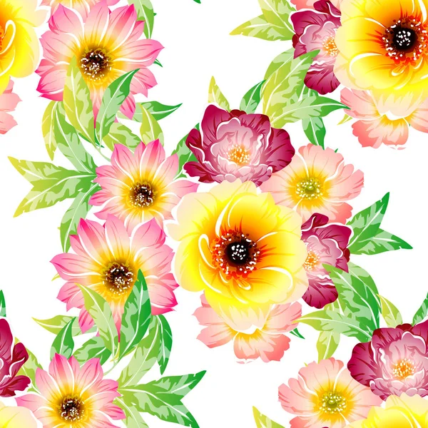Flores brillantes patrón fondo — Archivo Imágenes Vectoriales