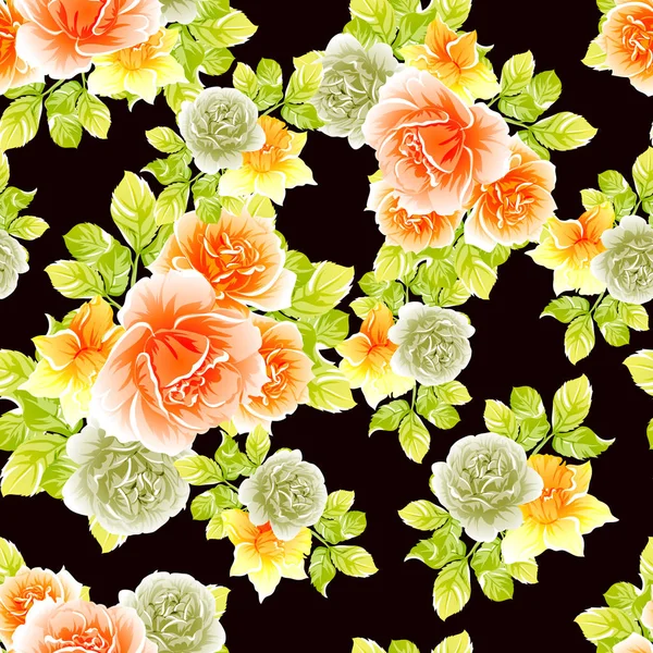 Illustration Vectorielle Fleurs Vives Motif Fond — Image vectorielle