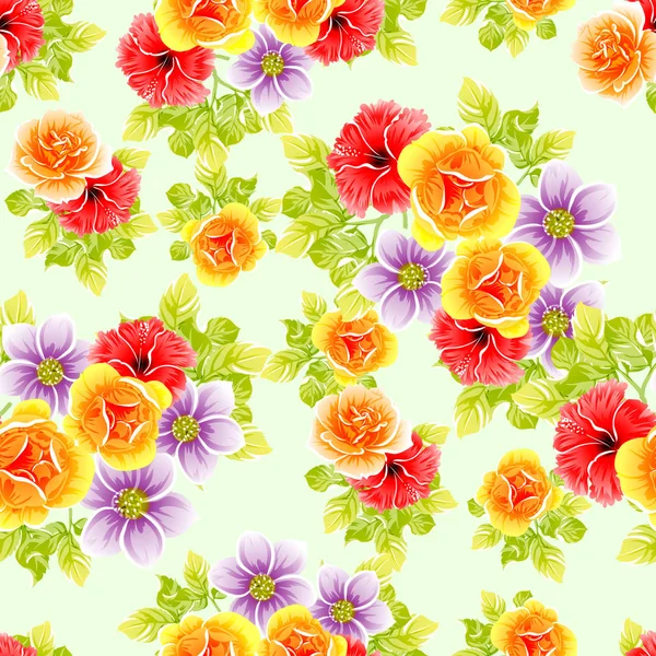 Vector Illustration Bright Flowers Pattern Background — Stock Vector