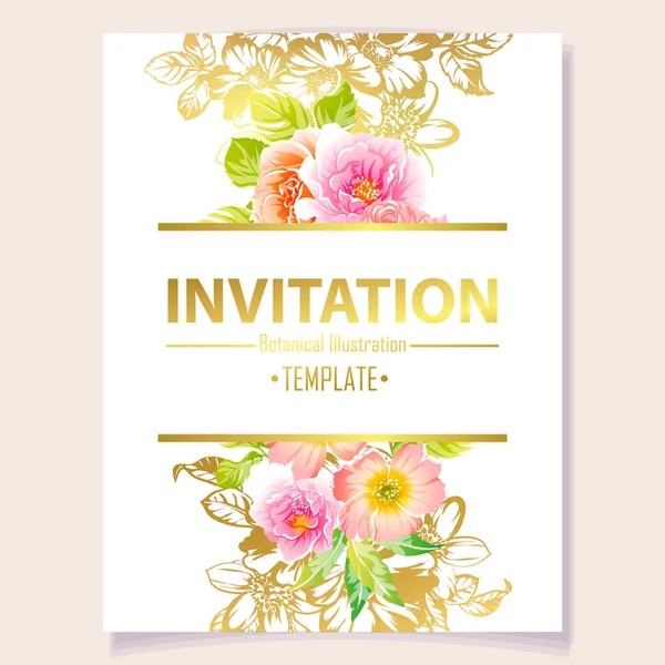 Illustration Vectorielle Carte Invitation Colorée Motif Fleurs Style Vintage — Image vectorielle