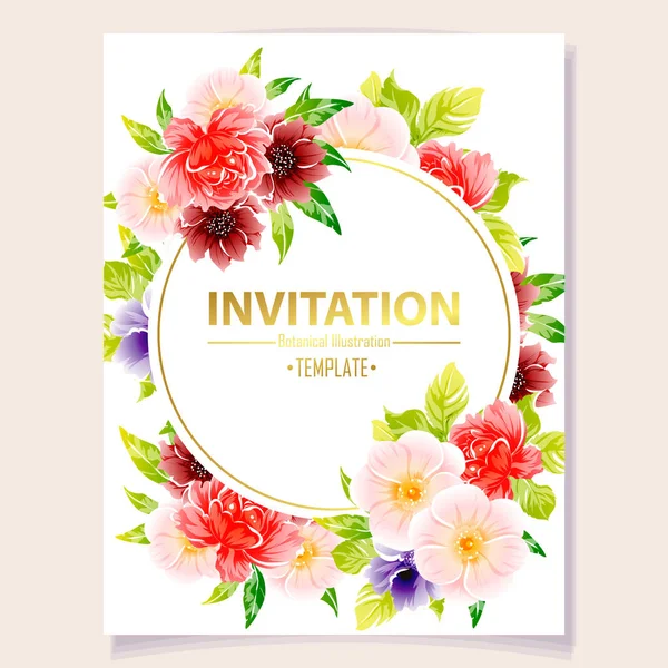 Vector Ilustración Tarjeta Invitación Colores Patrón Flores Estilo Vintage — Vector de stock