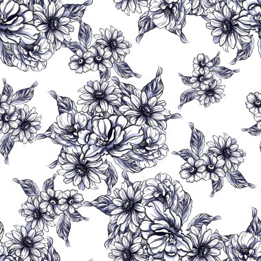 vintage çiçek desen arka plan vektör çizim