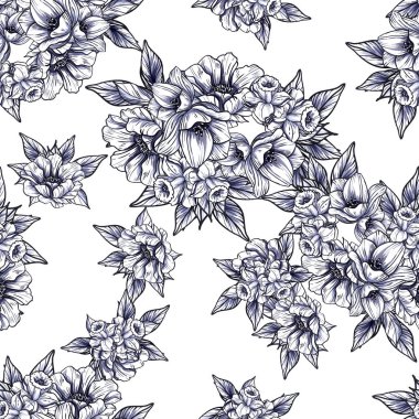 vintage çiçek desen arka plan vektör çizim