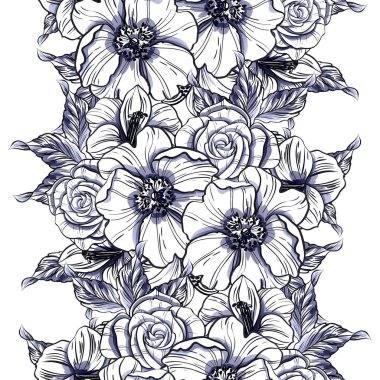 vintage çiçek desen arka plan vektör çizim