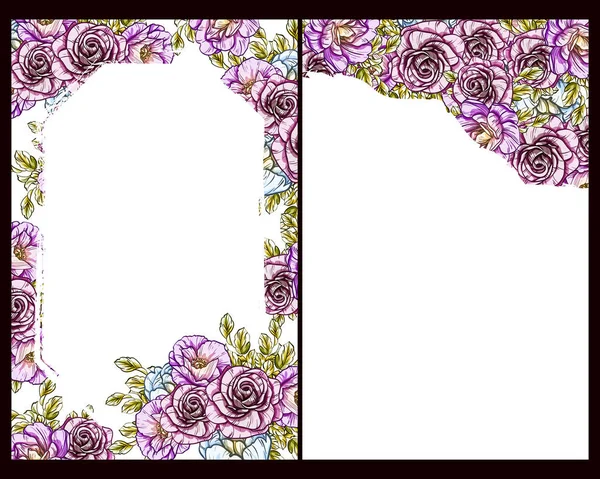 Vector Εικονογράφηση Του Προσκλητηρίου Πολύχρωμα Μοτίβο Λουλούδια Vintage Στυλ — Διανυσματικό Αρχείο