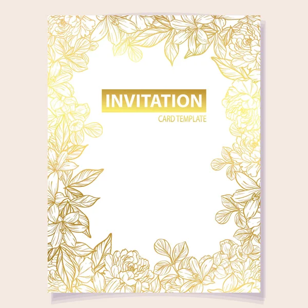 Vector Illustration Retro Invitation Card Vintage Style Flowers Pattern — Stock Vector