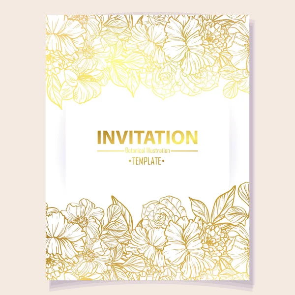 Illustration Vectorielle Carte Invitation Rétro Motif Fleurs Style Vintage — Image vectorielle
