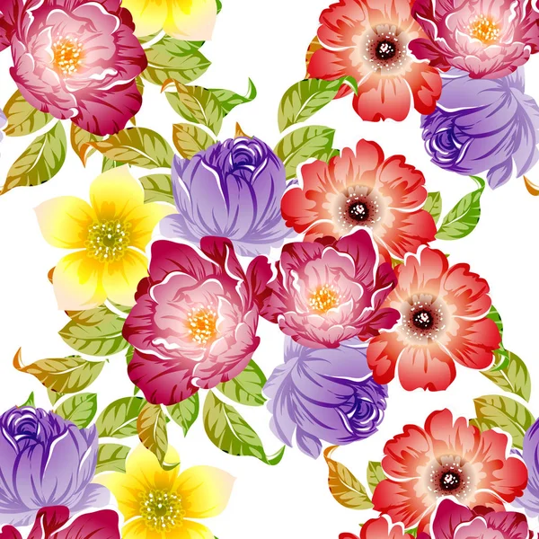 Illustration Vectorielle Fleurs Vives Motif Fond — Image vectorielle